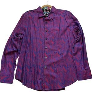 Robert Graham Blue and Red Paisley Dress Shirt in 2XL